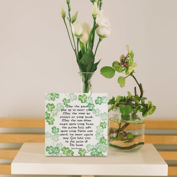Irish Blessing Wooden Box Sign 5x5 Inch, St. Patrick's Day Decorations