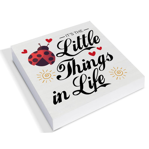 Farmhouse Little Things in Life Quote Wood Box Sign Decor Desk Sign
