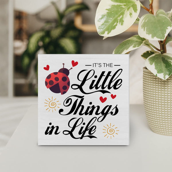 Farmhouse Little Things in Life Quote Wood Box Sign Decor Desk Sign