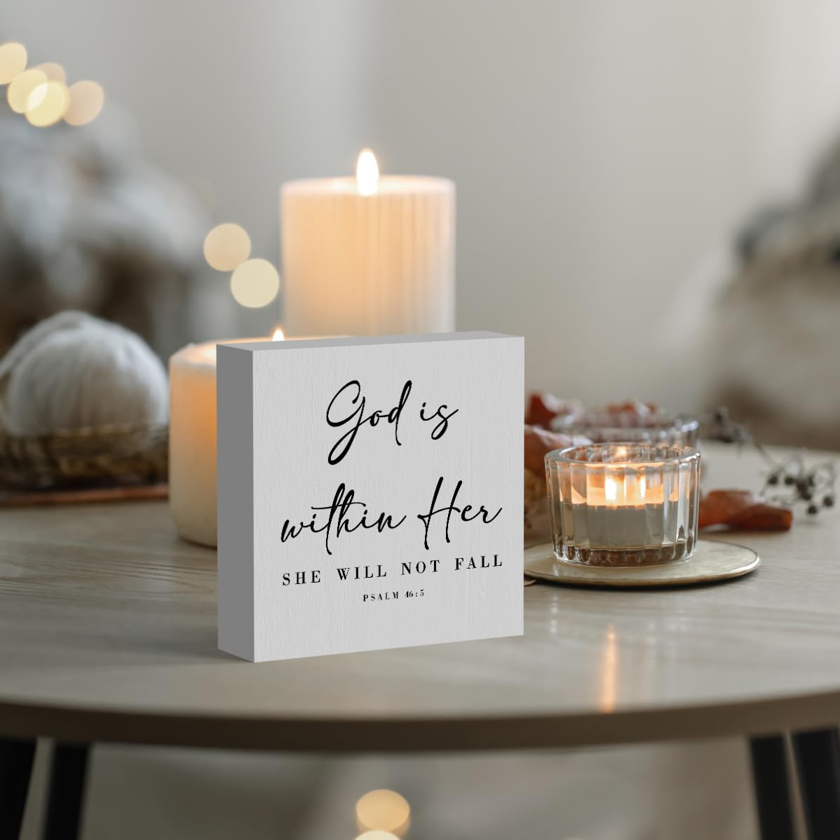 Bible Verse Artwork Wooden Box Sign Rustic Farmhouse Style Psalm 46:5