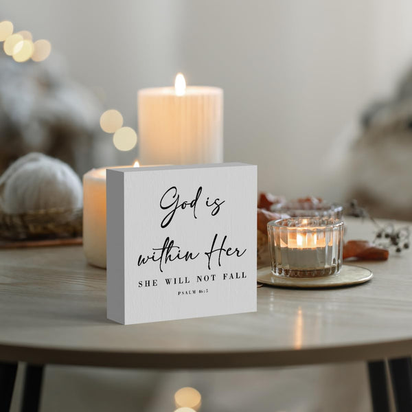 Bible Verse Artwork Wooden Box Sign Rustic Farmhouse Style Psalm 46:5