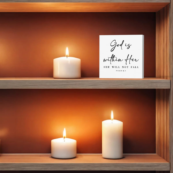 Bible Verse Artwork Wooden Box Sign Rustic Farmhouse Style Psalm 46:5