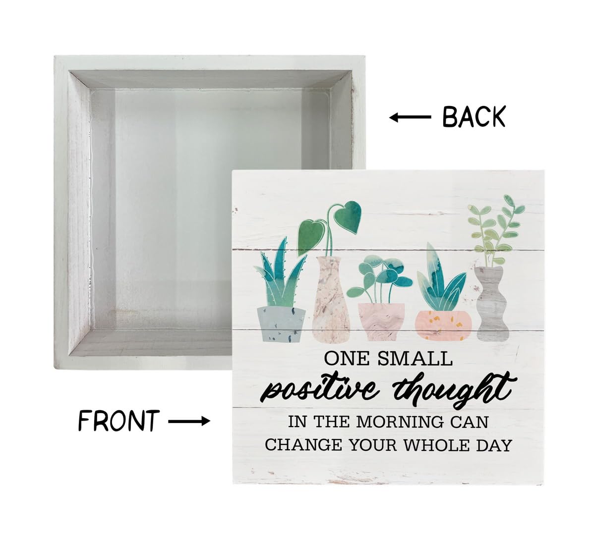 Inspirational Wood Signs, Wooden Box Sign Desk Decor, Greenery Table Decor, Office Decor