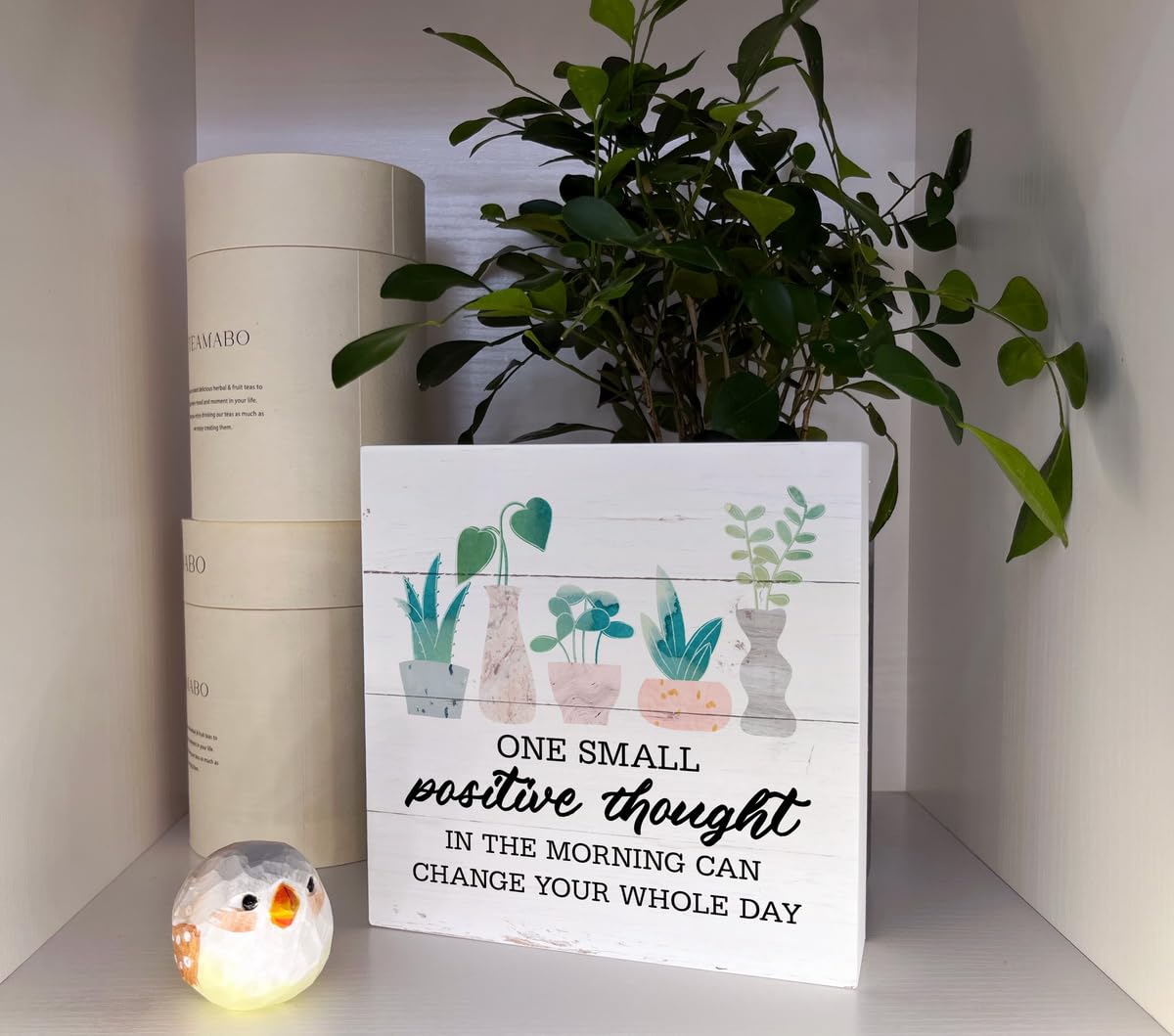 Inspirational Wood Signs, Wooden Box Sign Desk Decor, Greenery Table Decor, Office Decor