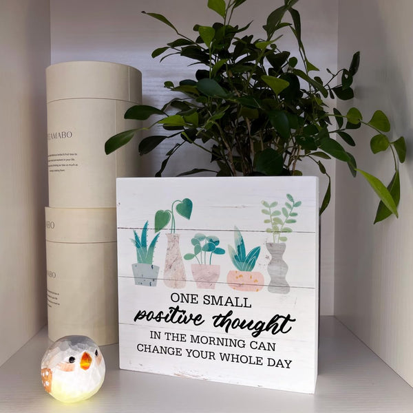 Inspirational Wood Signs, Wooden Box Sign Desk Decor, Greenery Table Decor, Office Decor