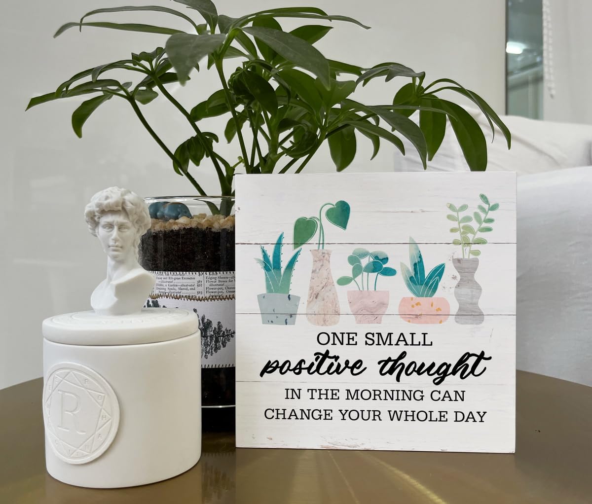 Inspirational Wood Signs, Wooden Box Sign Desk Decor, Greenery Table Decor, Office Decor