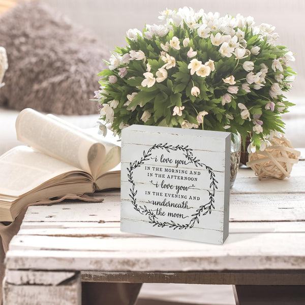 Love Decor, Rustic Wood Box Sign - 'I Love You' Quote, 5x5 Inch
