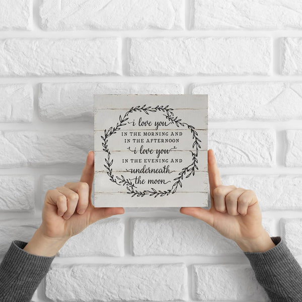 Love Decor, Rustic Wood Box Sign - 'I Love You' Quote, 5x5 Inch