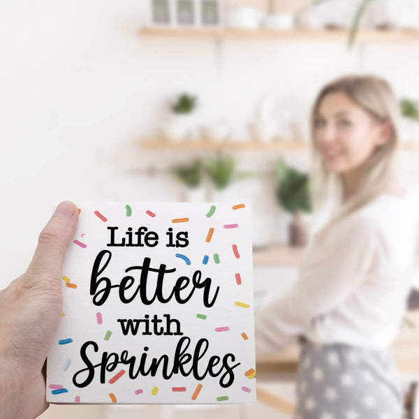 Life with Sprinkles Wooden Box Sign Bakery Decor