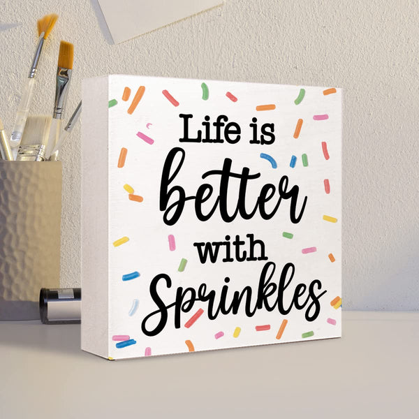Life with Sprinkles Wooden Box Sign Bakery Decor