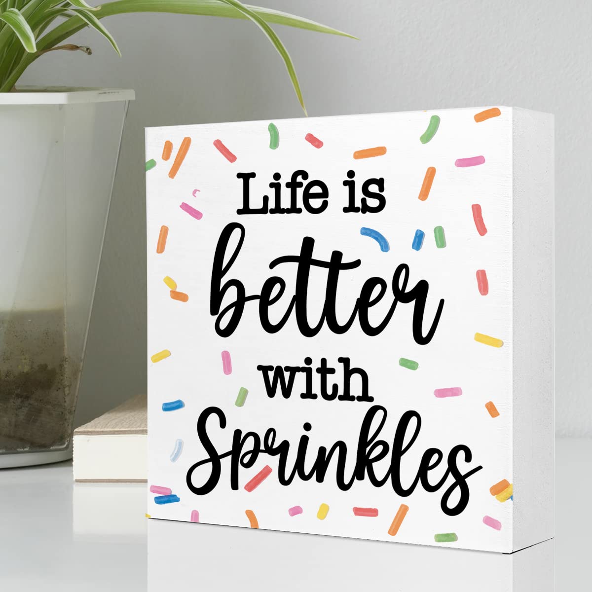 Life with Sprinkles Wooden Box Sign Bakery Decor