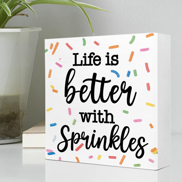 Life with Sprinkles Wooden Box Sign Bakery Decor