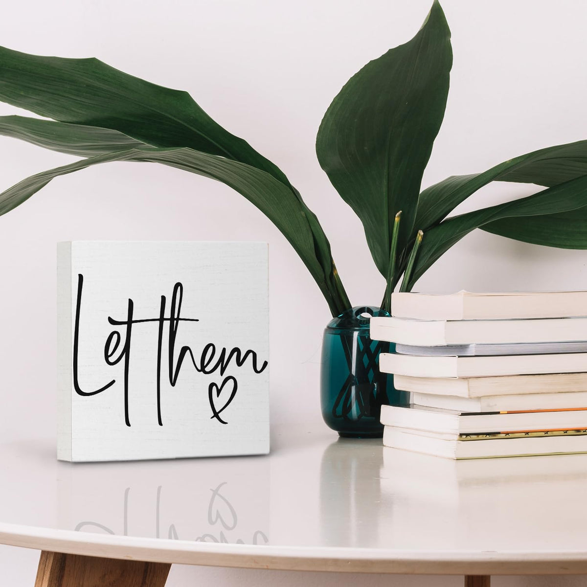 Let Them Wooden Sign - Mental Health Quotes Wood Box Signs 5x5 Inches