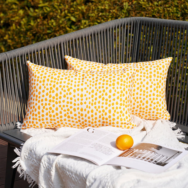 Pillow Covers 12x20 Set of 2 Boho Design Yellow Polka Dot , Pack of 2, Blue, No Insert, Velvet