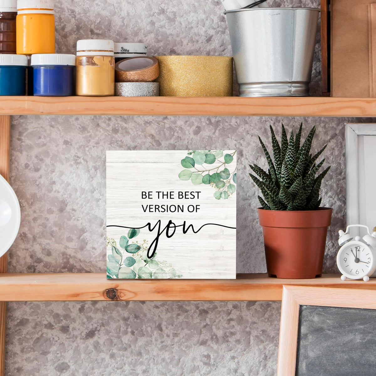 Inspirational Quotes Wood Box Sign Desk Decor, Motivational Gifts Wooden Box Sign Decoration