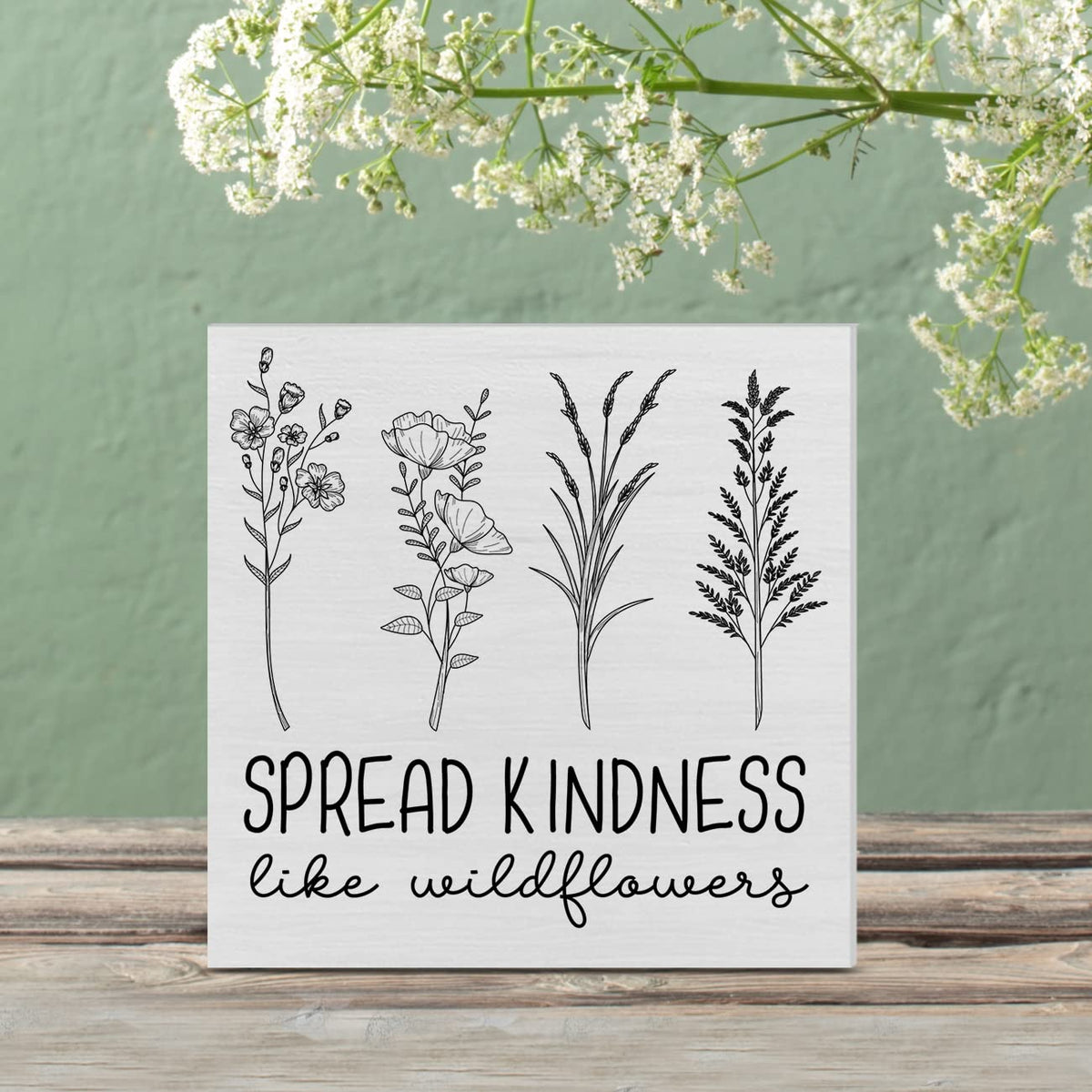 Spread Kindness Like Wildflowers Wooden Box Sign Farmhouse Flowers Wood Box Sign