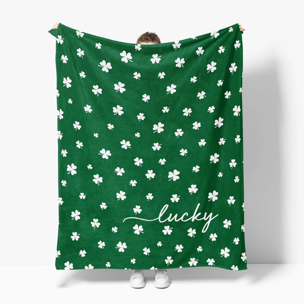 St. Patrick's Day Flannel Blanket Throw, Irish Clover Shamrock Green Soft Fuzzy Plush Cozy