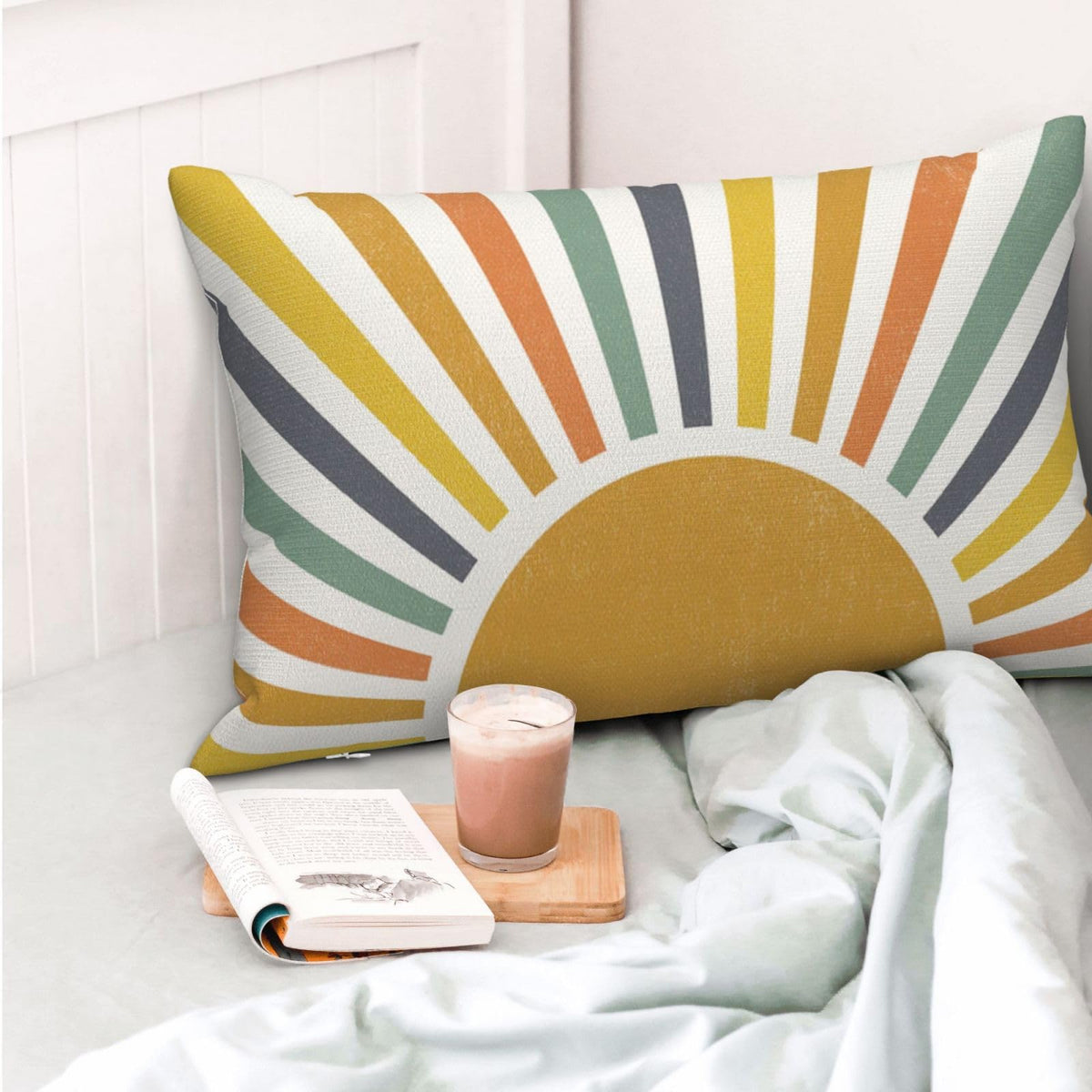 Summer Pillow Covers 12x20 Inch Set of 2, Stripes Yellow Sunshine Decorations