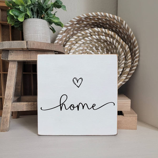 Home Sweet Home Sign, White Wood Box Plaque, Wooden Decorative Boxes for Home Decor