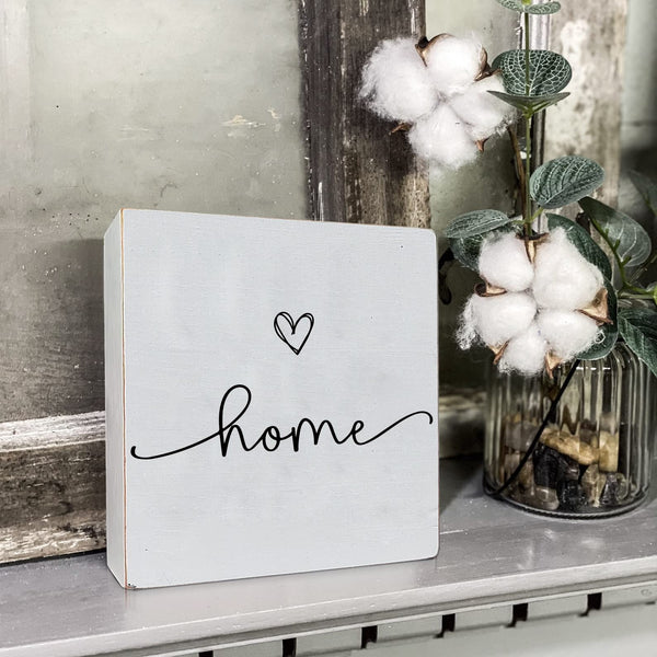 Home Sweet Home Sign, White Wood Box Plaque, Wooden Decorative Boxes for Home Decor