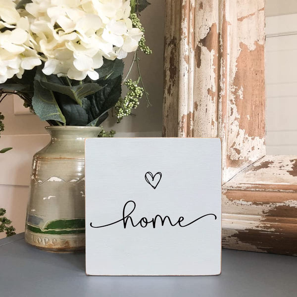 Home Sweet Home Sign, White Wood Box Plaque, Wooden Decorative Boxes for Home Decor
