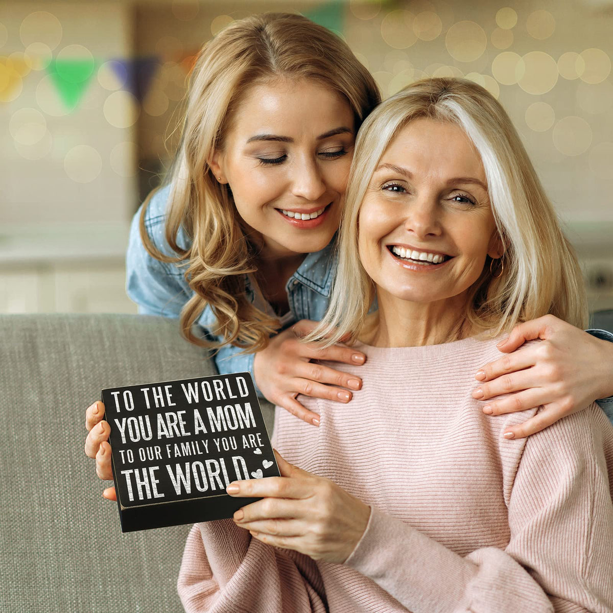 Birthday Gifts for Mom, Christmas Gift for Mother 5x5 Wood Box Sign