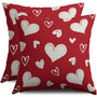 Waterproof Red Valentines Pillow Covers 18X18 Set of 2, Valentine's Day Cream Love Heart Pattern