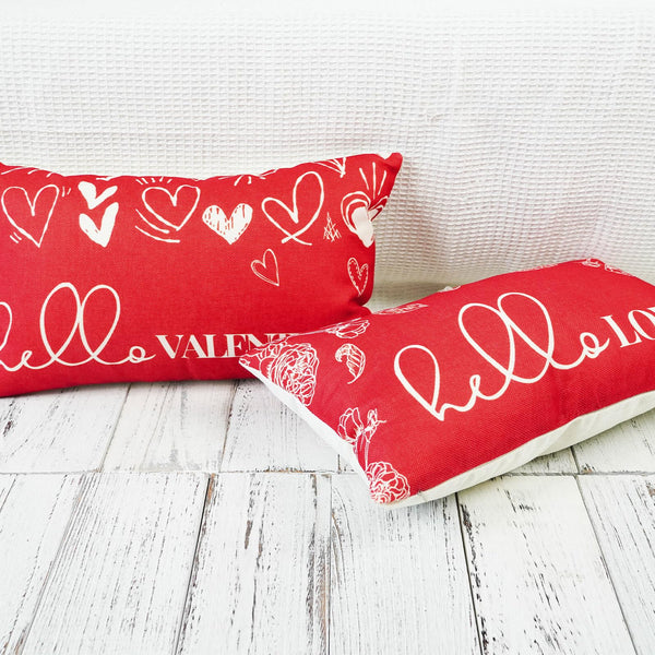 Valentine's Day Throw Pillow Covers 12x20 Set of 2, No Insert, Velvet