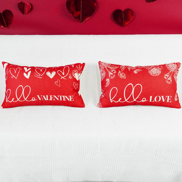 Valentine's Day Throw Pillow Covers 12x20 Set of 2, No Insert, Velvet