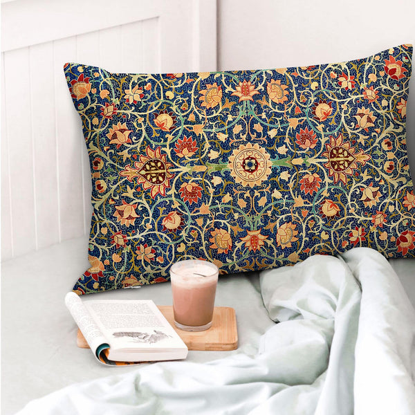 Vintage Floral Pillow Covers 12X20 Inch Set of 2 Boho Ethnic Carpet Pattern, No Insert, Velvet
