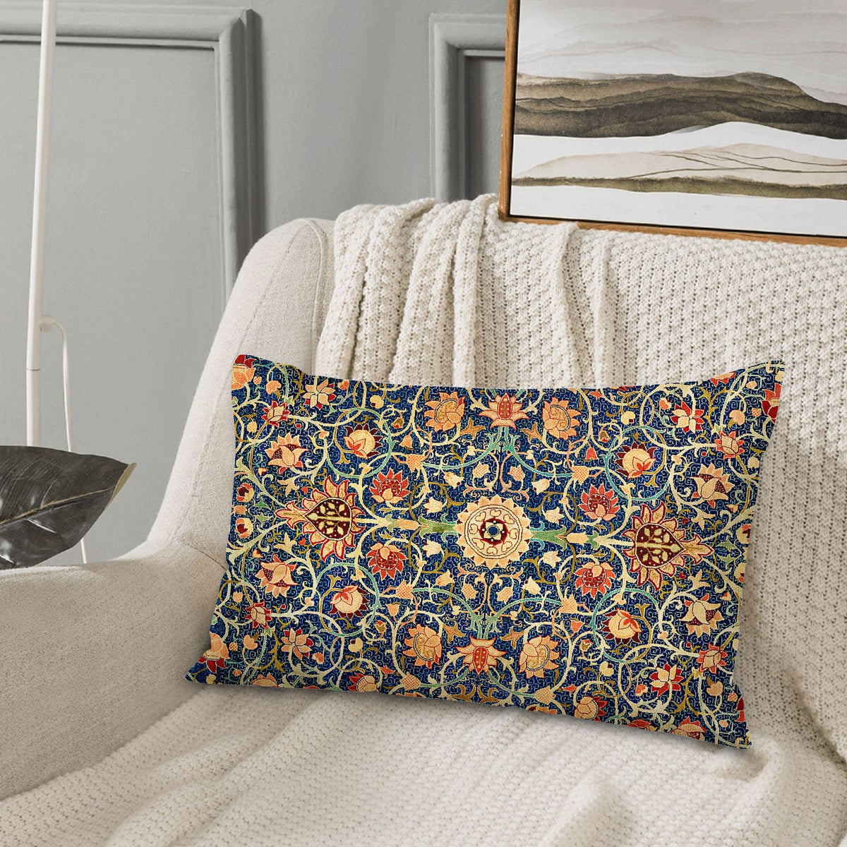 Vintage Floral Pillow Covers 12X20 Inch Set of 2 Boho Ethnic Carpet Pattern, No Insert, Velvet