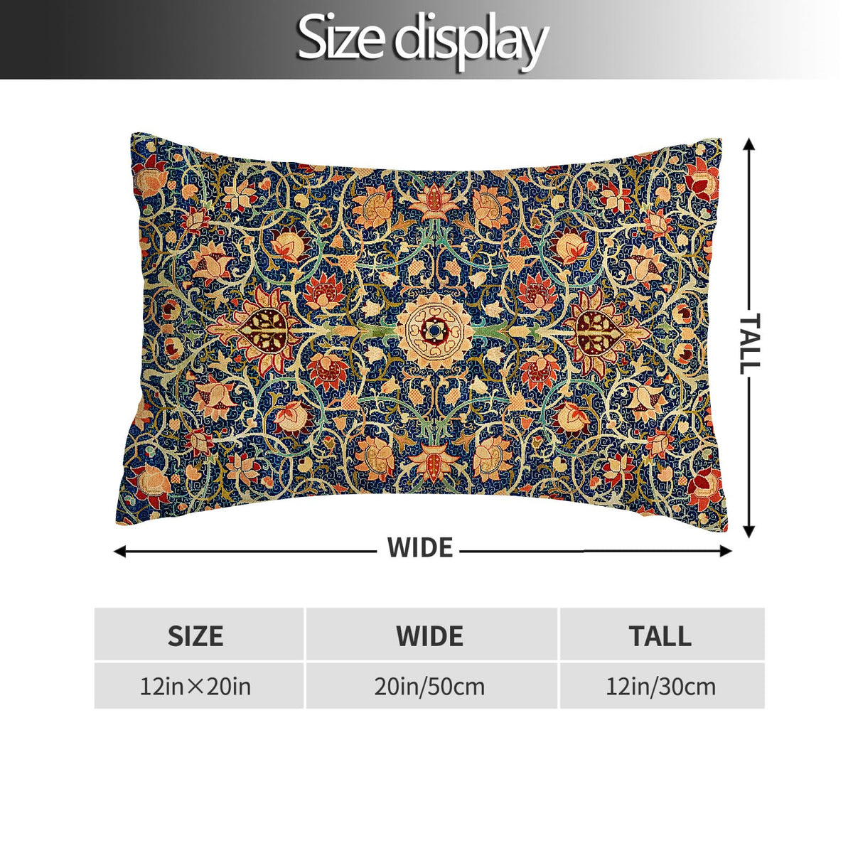 Vintage Floral Pillow Covers 12X20 Inch Set of 2 Boho Ethnic Carpet Pattern, No Insert, Velvet