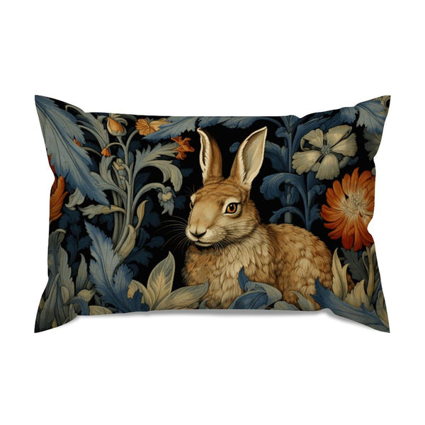 William Morris Forest Rabbit Floral Art Nouveau Lumbar Pillowcase 12x20 Set of 2, No Insert, Velvet