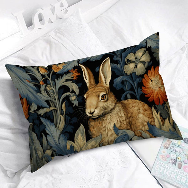 William Morris Forest Rabbit Floral Art Nouveau Lumbar Pillowcase 12x20 Set of 2, No Insert, Velvet