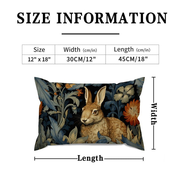 William Morris Forest Rabbit Floral Art Nouveau Lumbar Pillowcase 12x20 Set of 2, No Insert, Velvet
