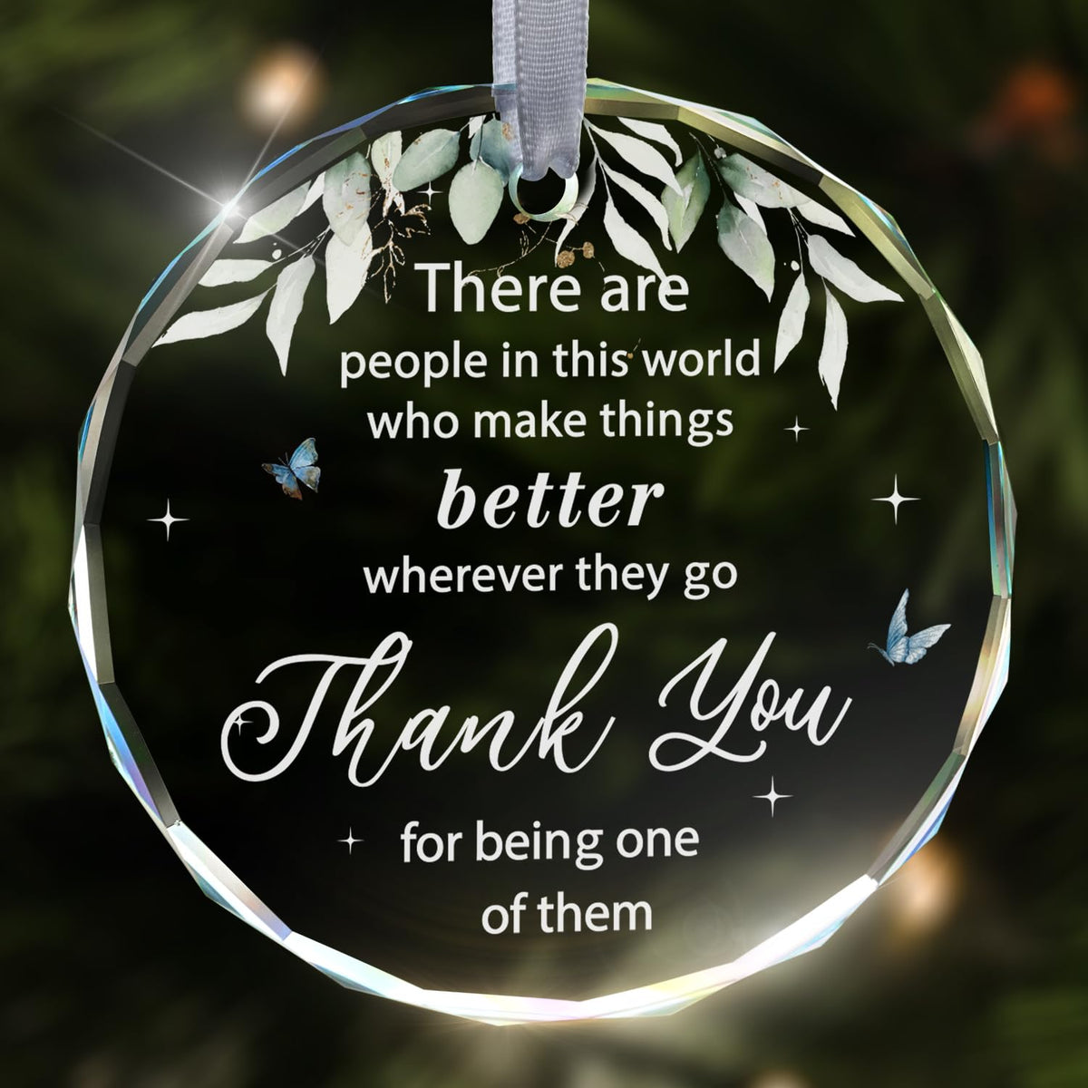 Thank You Christmas Crystal Glass Ornaments Gifts for Christmas Tree, Christmas Appreciation Ornament 2025 Gifts for Women Men Boss