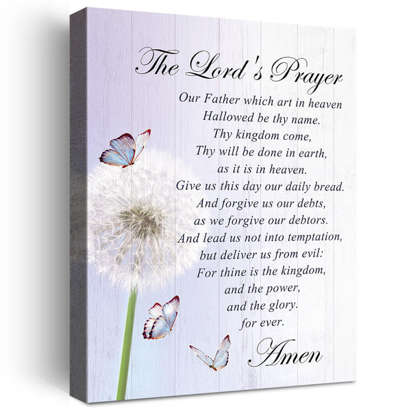 The Lord's Prayer Wall Decor,Lords Prayer Wall Art Canvas Poster Print,Christian Faith Scripture Artwork