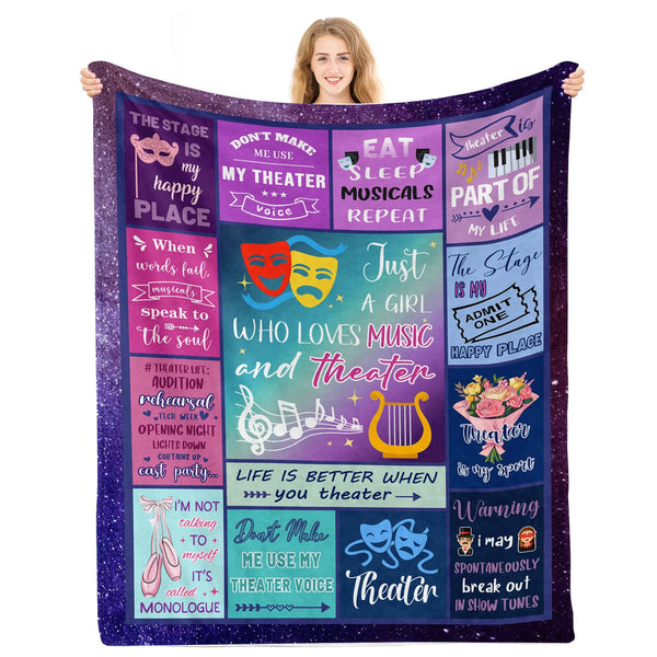 Theater Blanket Gifts for Women, for Girls, Musical Theater Present for Men, Birthday Gifts for Women