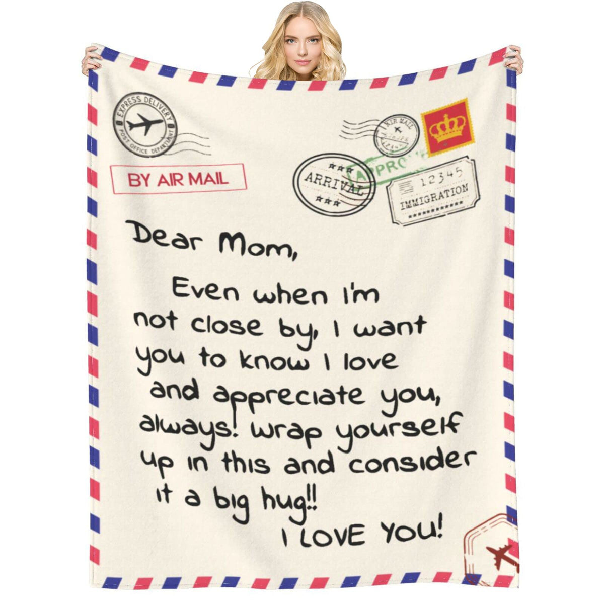 Throw Blankets Anniversary Birthday Gift for Mom from Daughter Son, Dear Mom Blanket for Mother's Day