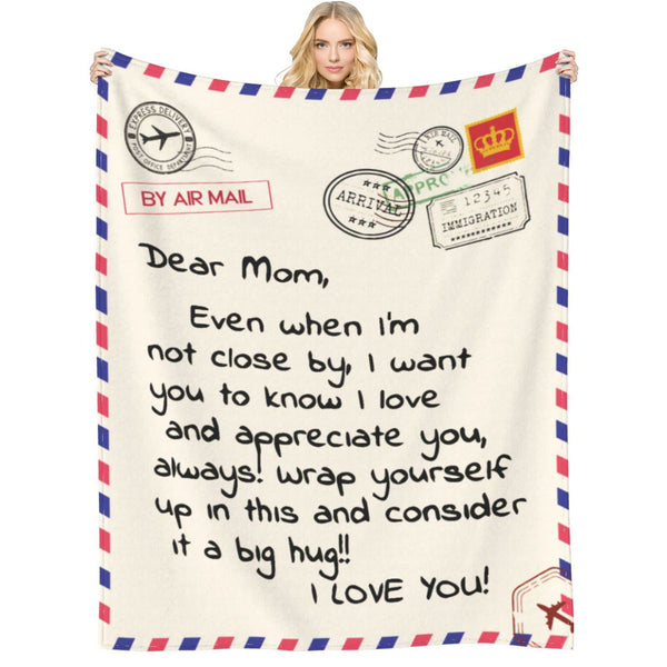 Throw Blankets Anniversary Birthday Gift for Mom from Daughter Son, Dear Mom Blanket for Mother's Day