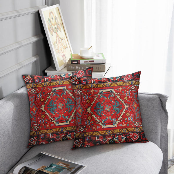 Outdoor Waterproof Throw Pillow Covers, Aztec Ethnic Home Art Decor, 18 x 18 Inches Set of 2
