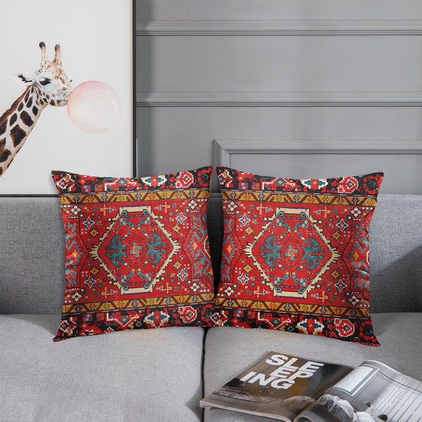 Outdoor Waterproof Throw Pillow Covers, Aztec Ethnic Home Art Decor, 18 x 18 Inches Set of 2
