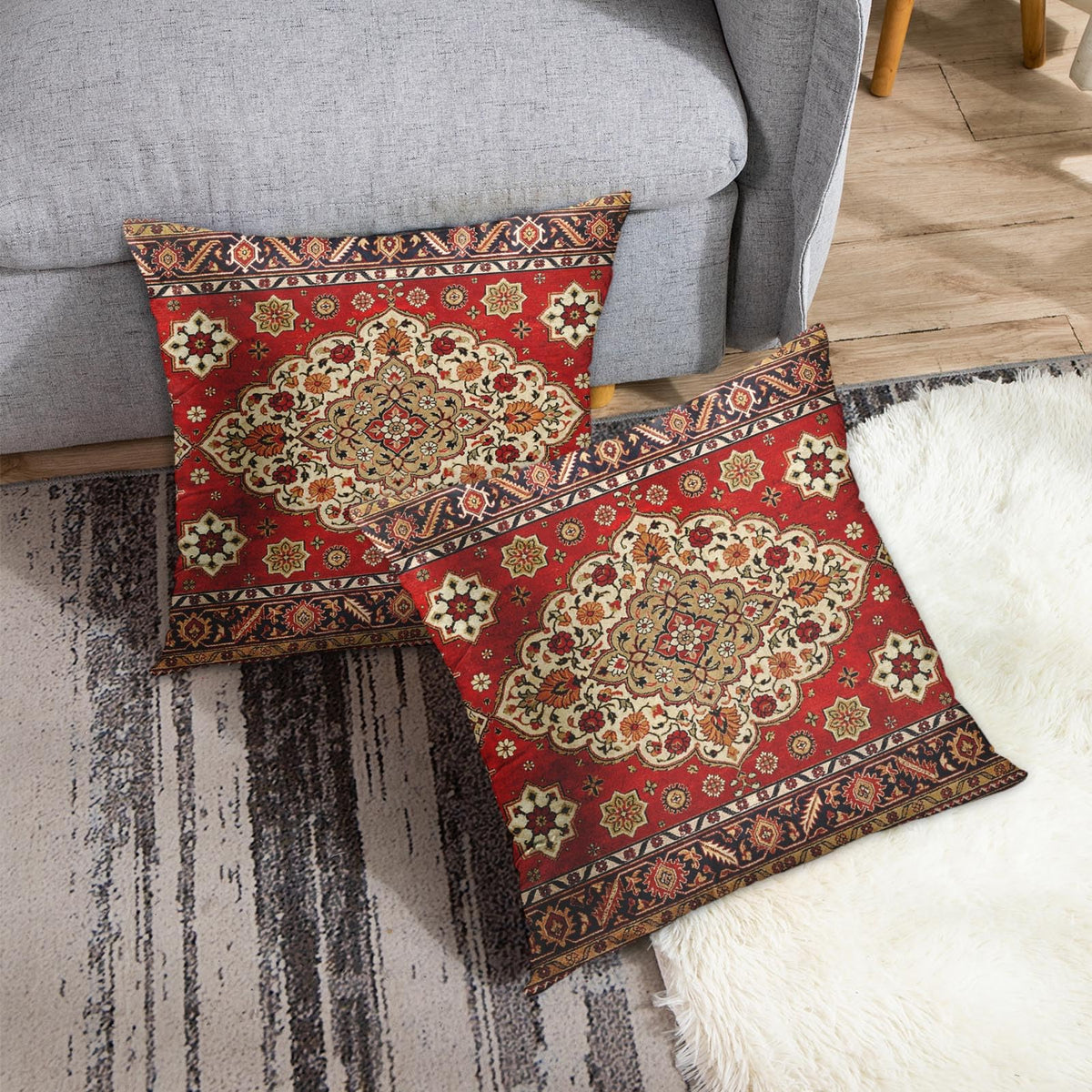 Outdoor Waterproof Throw Pillow Covers, Aztec Abstract Home Art Decor, 18 x 18 Inches Set of 2