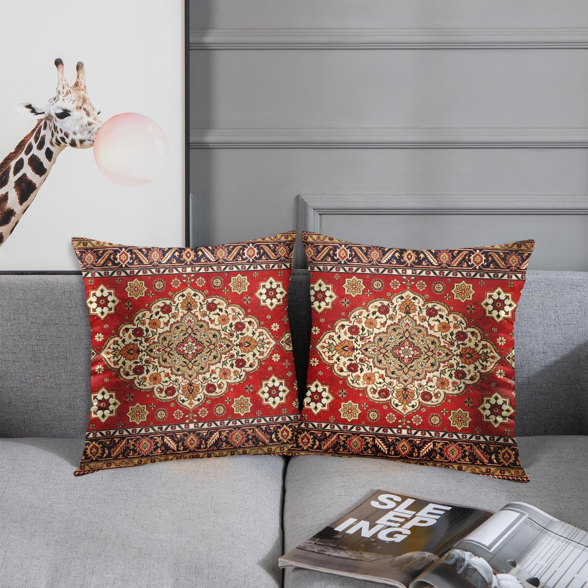 Outdoor Waterproof Throw Pillow Covers, Aztec Abstract Home Art Decor, 18 x 18 Inches Set of 2