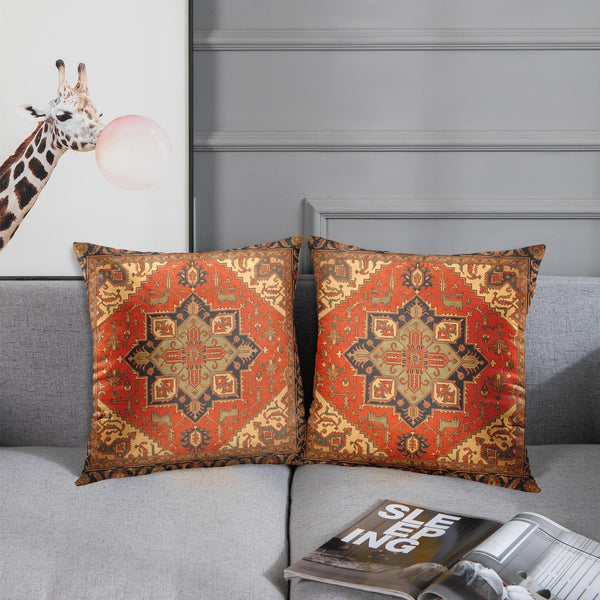 Outdoor Waterproof Throw Pillow Covers, Turkish Tribal Home Art Decor, 18 x 18 Inches Set of 2