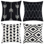 Set of 4 Decorative Geometric 18 x 18 Inches Throw Pillow Covers - Modern Pattern Linen Square Pillow Cushion Case