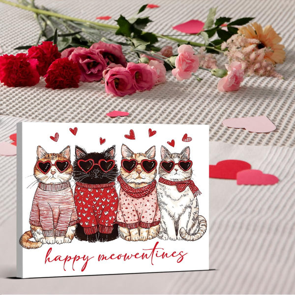 Trendy Cat Valentines Day Wall Art Print Trendy Happy Poster Artwork Cute Wall Decor for Home Living Room