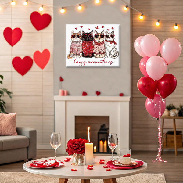 Trendy Cat Valentines Day Wall Art Print Trendy Happy Poster Artwork Cute Wall Decor for Home Living Room