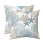 Nautical Coastal Throw Pillow Covers 18x18 Set of 2 Beach Themed Ocean Seashell Coral Starfish Velvet