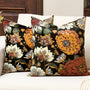 Black Boho Floral Velvet Throw Pillow Covers 18x18 Inch Set of 2 Farmhouse Vintage Cushion Covers